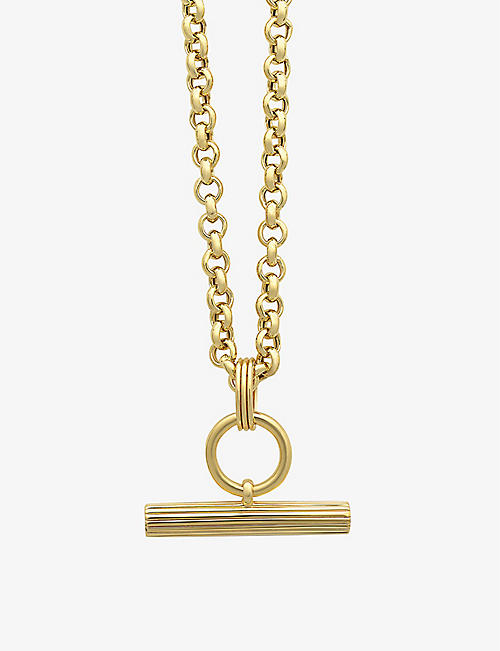 RACHEL JACKSON: Momento T-bar 22ct gold-plated sterling silver necklace