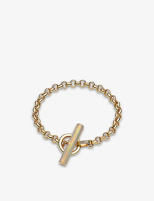RACHEL JACKSON: Momento chunky T-bar 22ct yellow gold-plated sterling silver bracelet