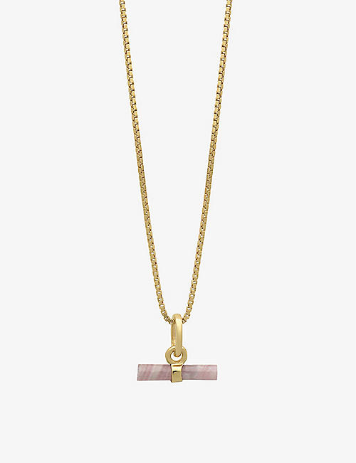RACHEL JACKSON: Momento mini 22ct yellow gold-plated sterling-silver and rhodochrosite necklace