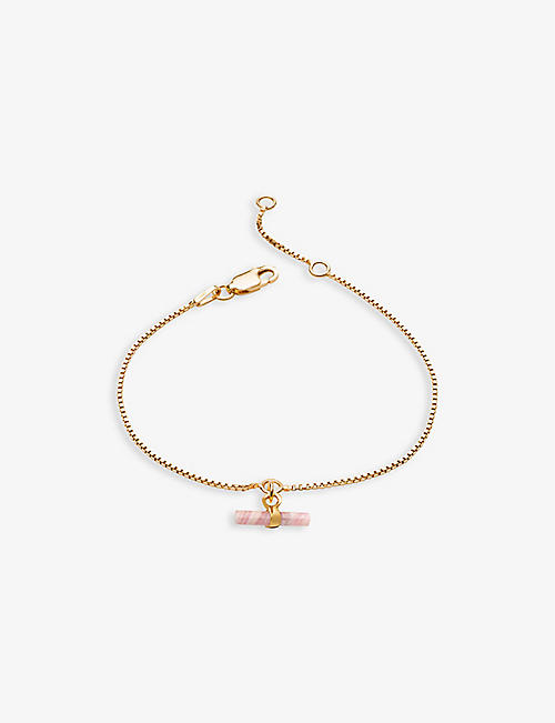 RACHEL JACKSON: Mini T-bar 22ct gold-plated sterling silver and rose bracelet