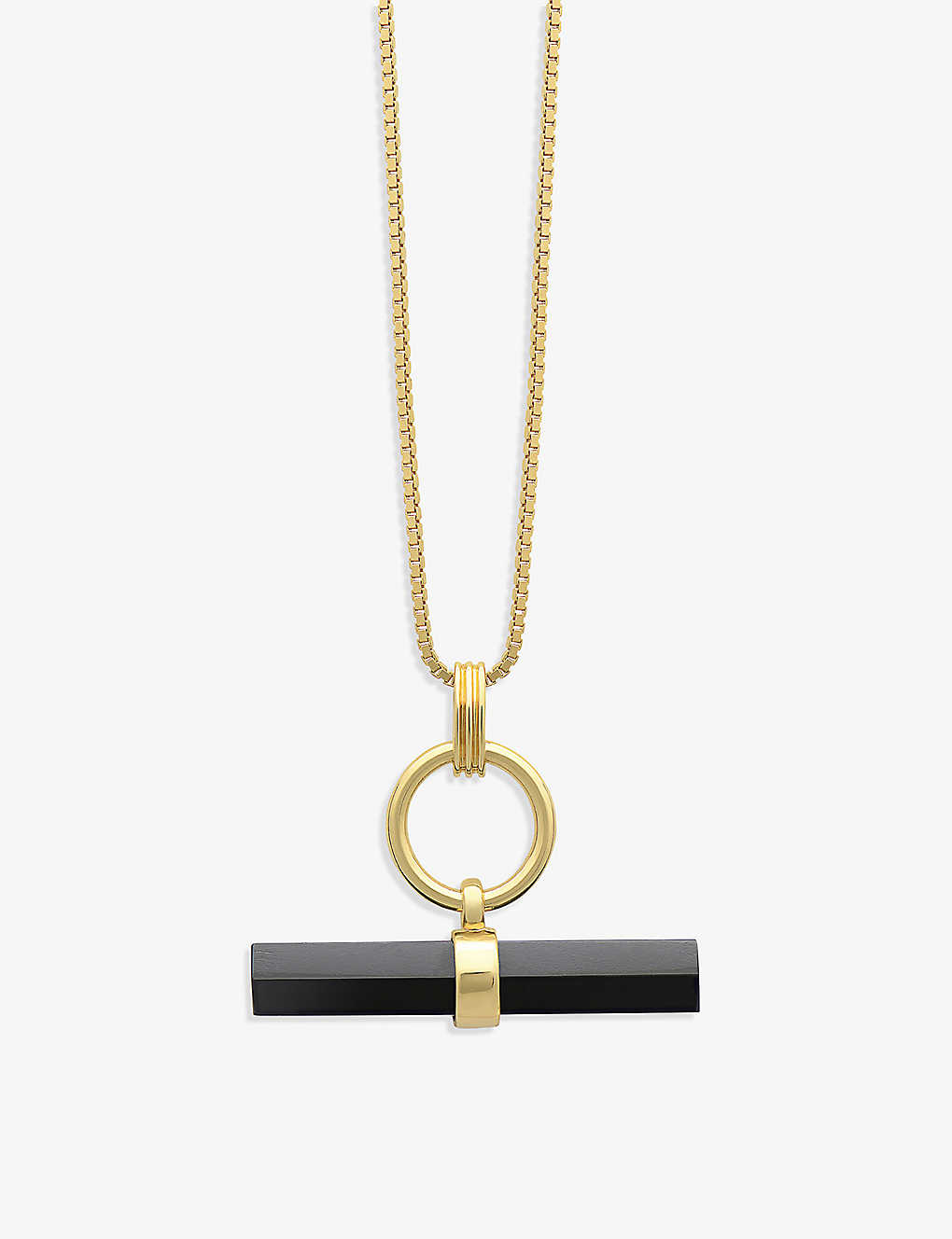 Shop Rachel Jackson Women's Gold Strength 22ct Yellow Gold-plated Sterling Silver And Onyx Pendant Neckla