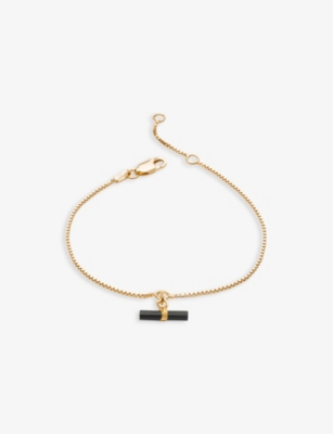RACHEL JACKSON: Mini T-bar 22ct gold-plated sterling silver and onyx bracelet