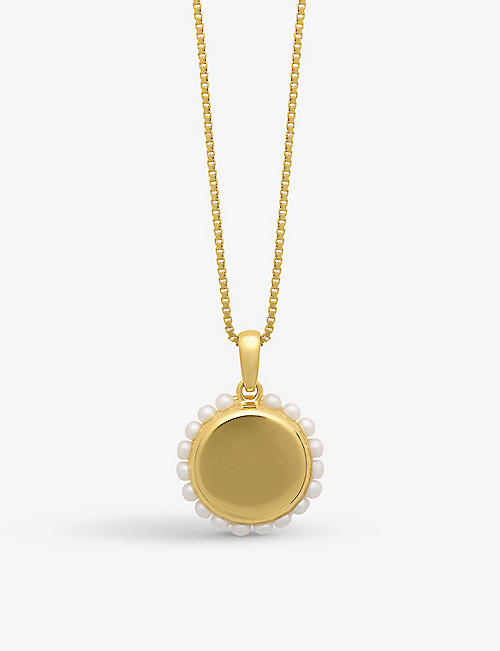 RACHEL JACKSON: Kindred 22ct yellow gold-plated sterling silver and freshwater pearls pendant necklace