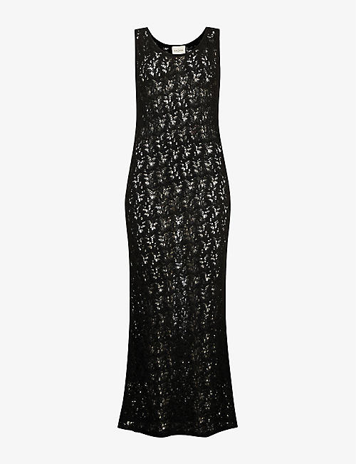 LE KASHA: Feuillage crochet knitted linen maxi dress