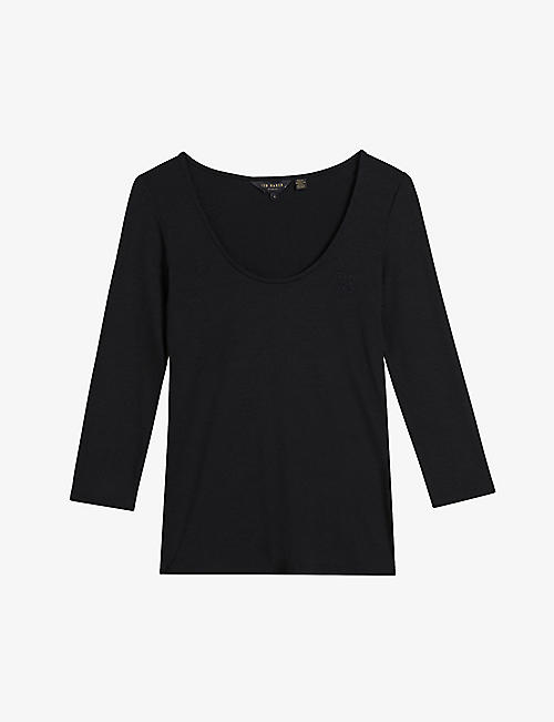 TED BAKER: Carsha logo-embroidered stretch-woven top