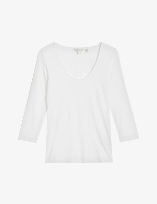 TED BAKER: Carsha logo-embroidered stretch-woven top