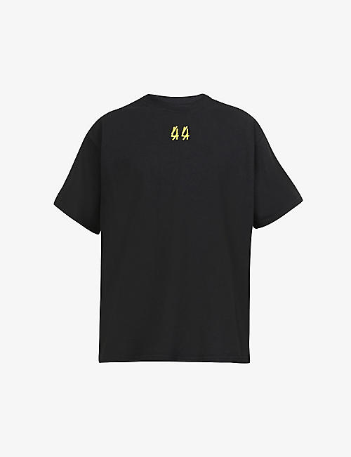 44标签组：徽标印花平纹针织棉 T 恤