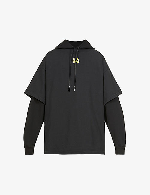 44 LABEL: Reverse graphic-print cotton-jersey hoody