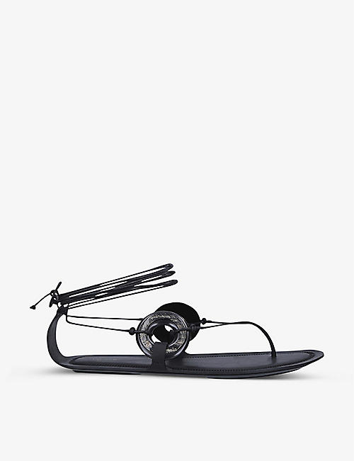 THE ROW: Horn ring-embelished leather sandals