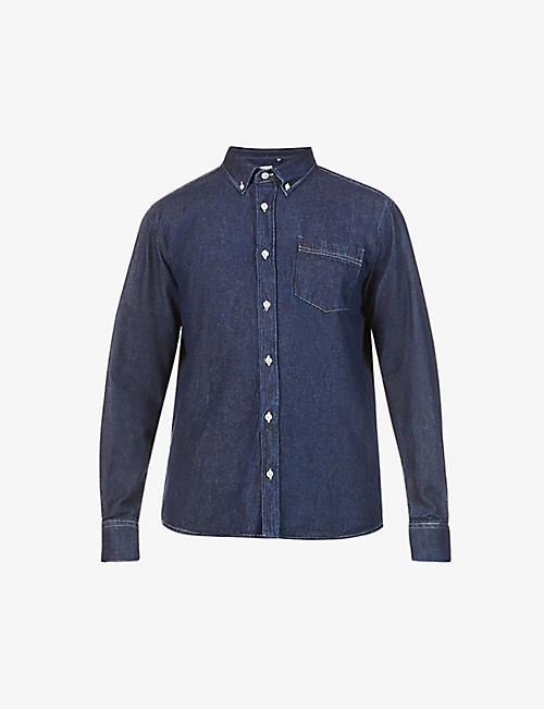 FORET: Fennel relaxed-fit organic-cotton-blend denim shirt