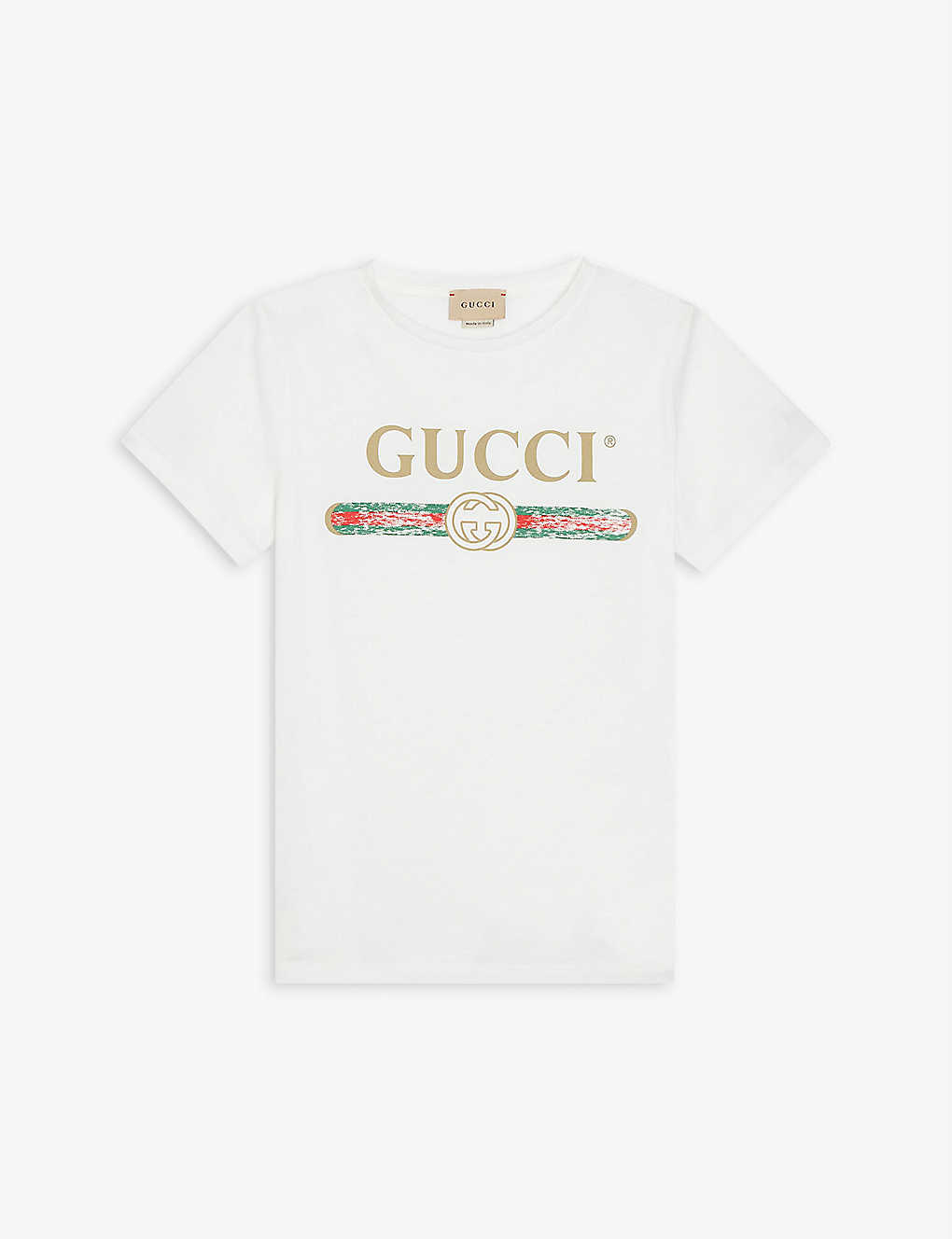Shop Gucci Boys White Red Kids Vintage Brand-print Cotton T-shirt 4-10 Years