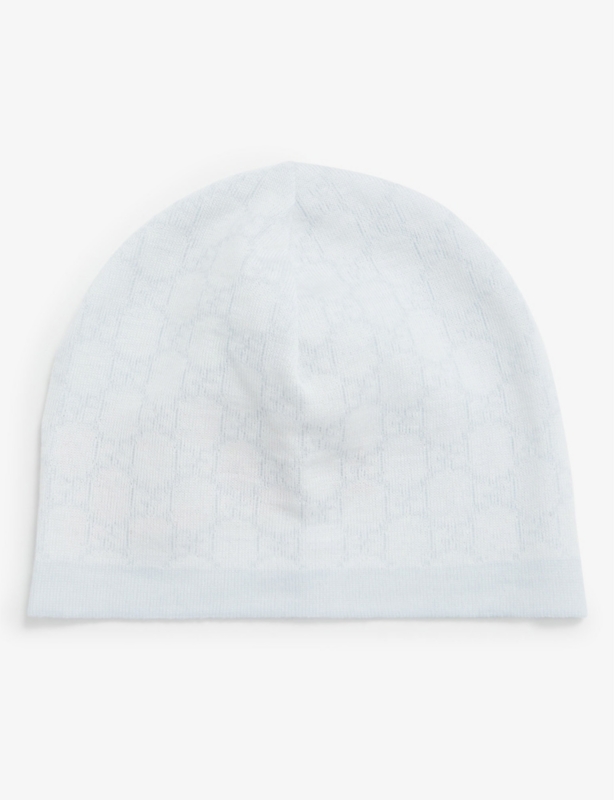 Monogram-print wool beanie hat