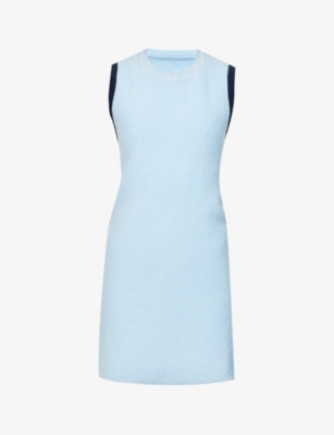 Jacquemus Sorbetto Contrast-trim Knitted Mini Dress In Light Blue