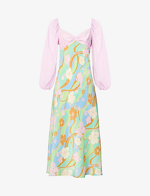 RIXO: Gio floral-print silk maxi dress