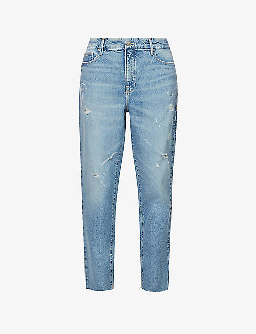 GOOD AMERICAN: The Weekender high-rise straight-leg stretch-cotton jeans