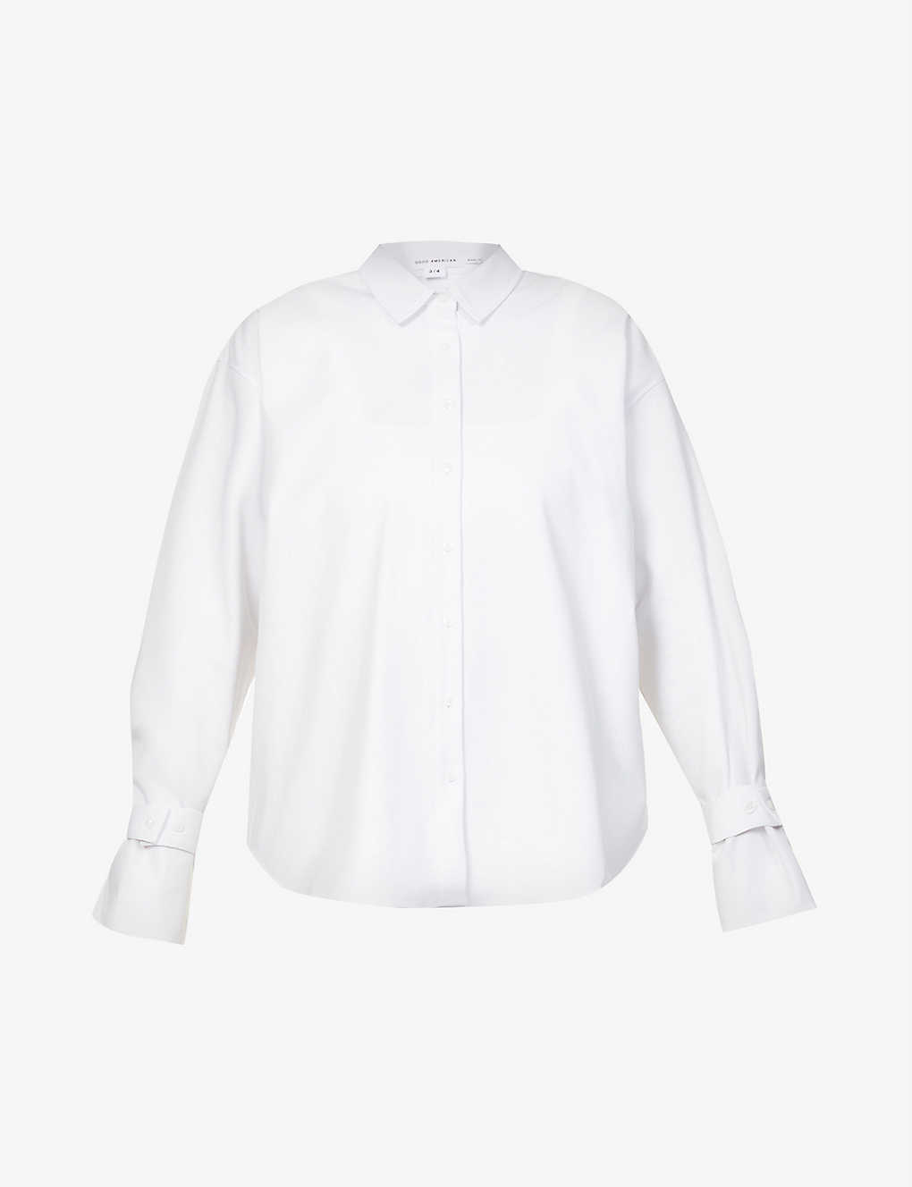 Good American Tabbed-cuff Loose-fit Cotton-blend Shirt In White001