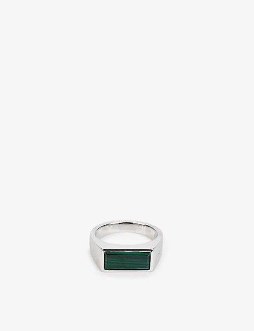 TOM WOOD: Peaky rhodium-plated sterling-silver and malachite ring