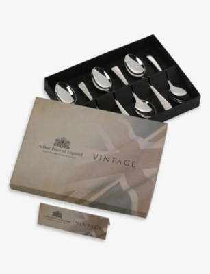ARTHUR PRICE: Vintage polished stainless-steel teaspoons set of six