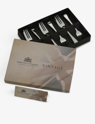 ARTHUR PRICE: Vintage polished stainless-steel pastry forks set of six
