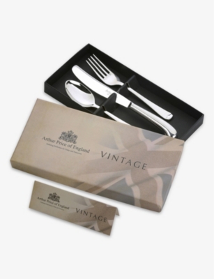 ARTHUR PRICE: Vintage logo-engraved stainless-steel children's cutlery set of three