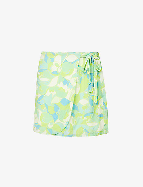FAITHFULL THE BRAND: Lucio floral-print woven-wrap mini skirt