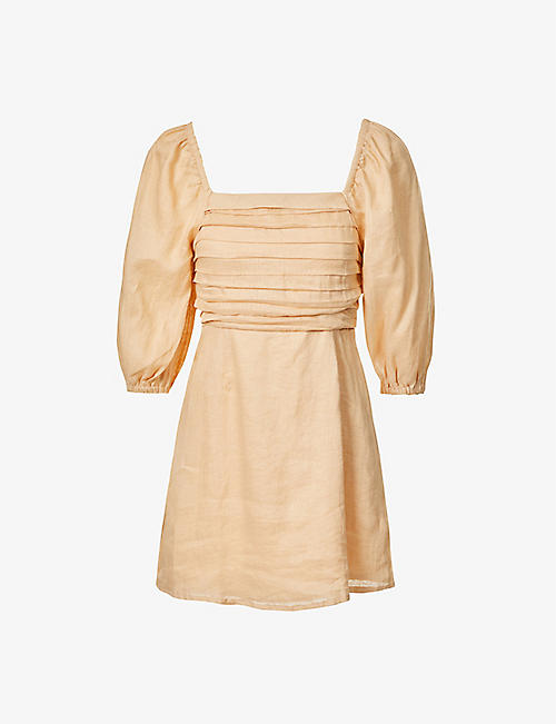 FAITHFULL THE BRAND: Venezia square-neck linen mini dress