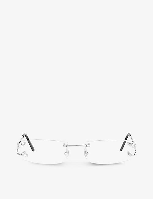 CARTIER: CT0092O rectangular-frame rimless metal optical glasses