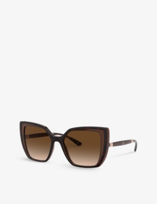 Shop Dolce & Gabbana Women's Brown Dg6138 Square-frame Nylon Sunglasses