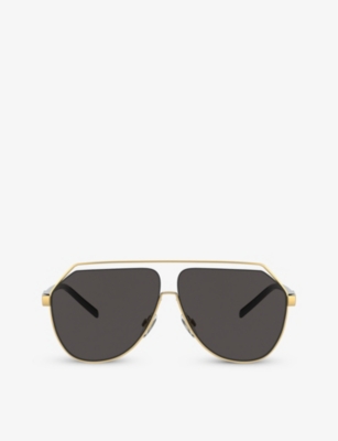 Dolce & Gabbana Dg2266 Pilot-frame Metal Sunglasses In Gold