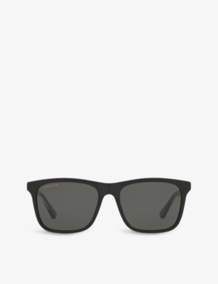 Gucci Gc001659 Rectangle-frame Acetate Sunglasses In Black
