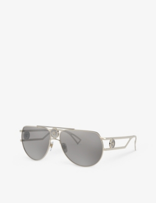 Shop Versace Women's Gold Ve2225 Pilot-frame Metal Sunglasses