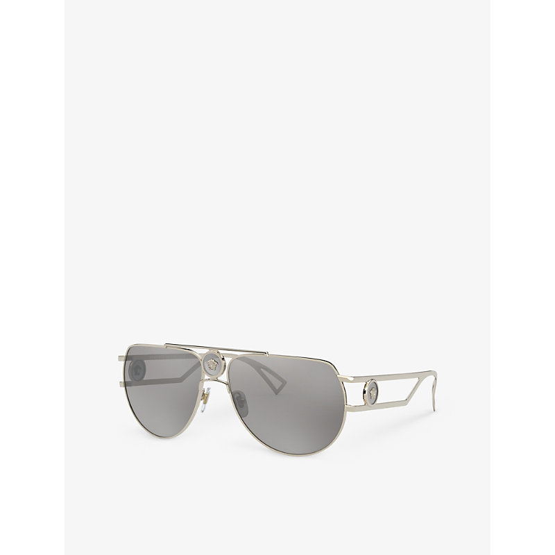Shop Versace Women's Gold Ve2225 Pilot-frame Metal Sunglasses