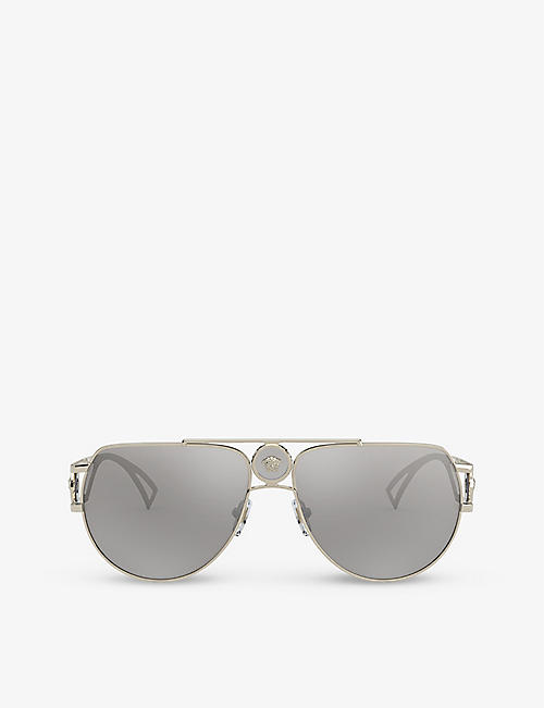 VERSACE: VE2225 pilot-frame metal sunglasses