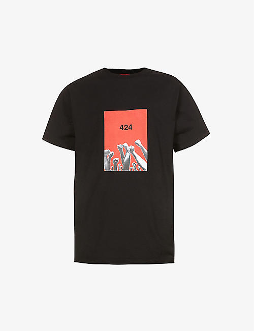 424: Fist Up graphic-print cotton-jersey T-shirt