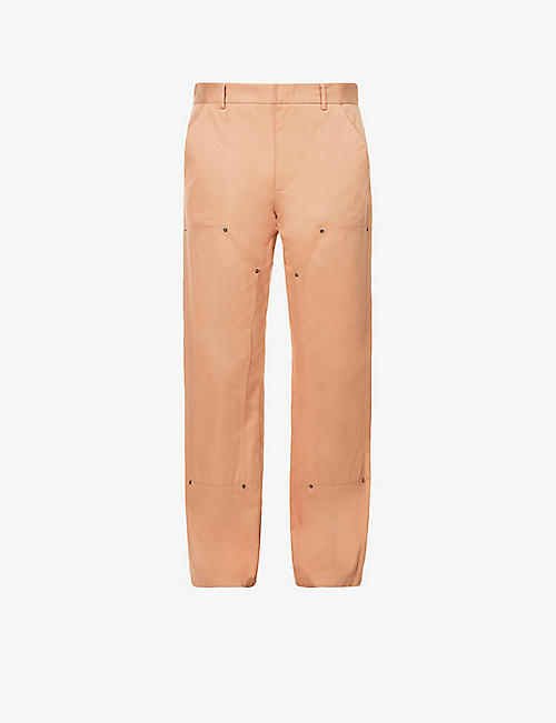 424: Carpenter brand-patch relaxed-fit straight-leg cotton trousers