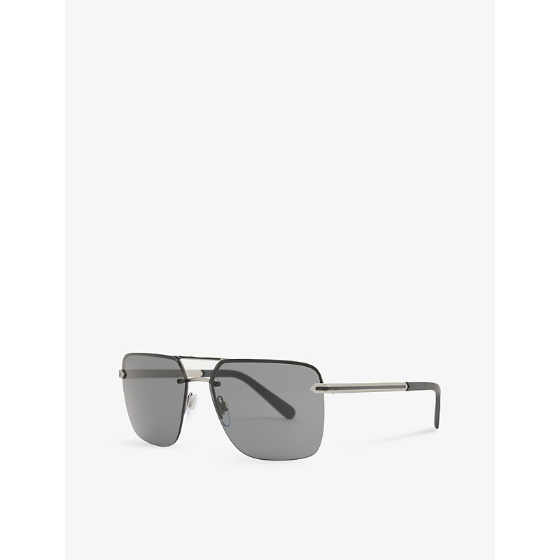 Shop Bvlgari Bv5054 61 Aviator-frame Metal Sunglasses In Grey