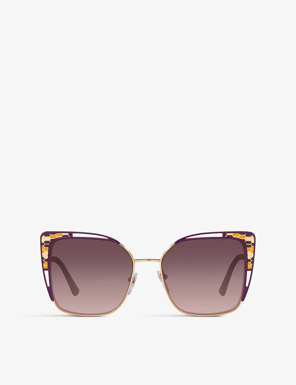 Bvlgari Bv6179 Square-frame Metal Sunglasses In Gold