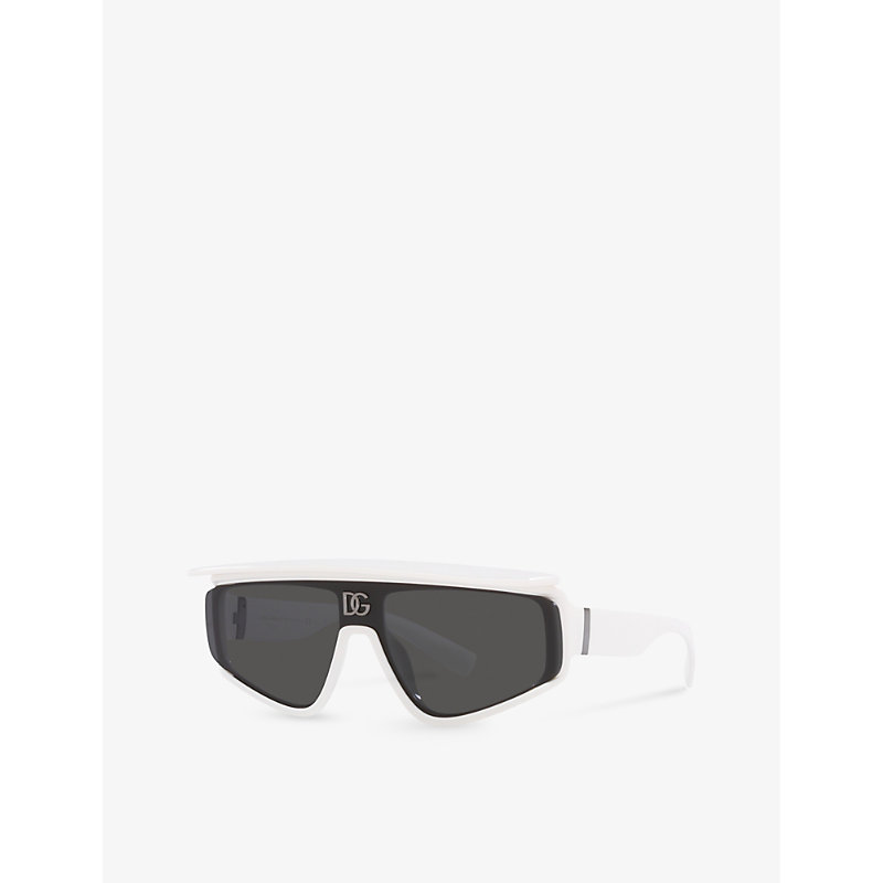 Shop Dolce & Gabbana Women's White Dg6177 Rectangle-frame Nylon Sunglasses