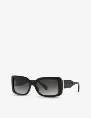 Shop Michael Kors Women's Black Mk2165 Corfu Rectangular-frame Acetate Sunglasses