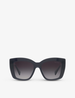 Shop Miu Miu Women's Grey Mu 04ws Acetate Square Sunglasses