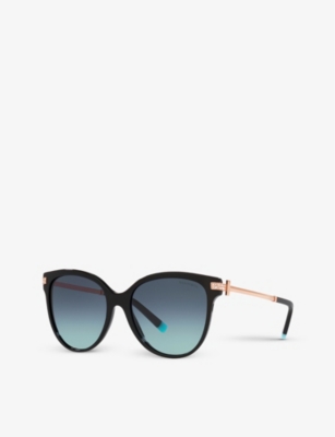 Shop Tiffany & Co Tf4193b Pillow-frame Acetate Sunglasses In Black