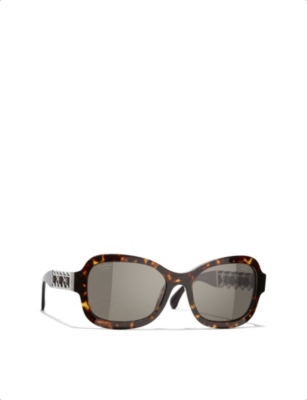 Pre-owned Chanel Womens Brown Ch5465q Rectangle-frame Tortoiseshell Acetate Sunglasses