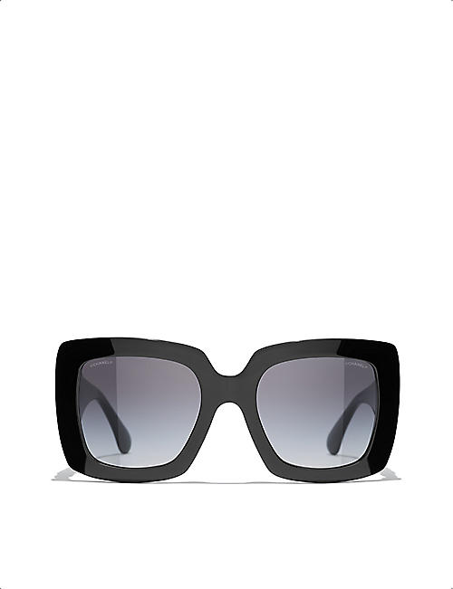 CHANEL: CH5474Q square-frame leather and acetate sunglasses