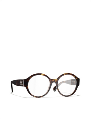 Pre-owned Chanel Womens Brown Ch3437 Tortoiseshell Round-frame Acetate Optical Glasses