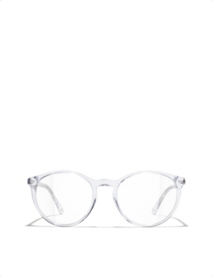 Pre-owned Chanel Ch3413 Pantos-frame Acetate Optical Glasses In Clear