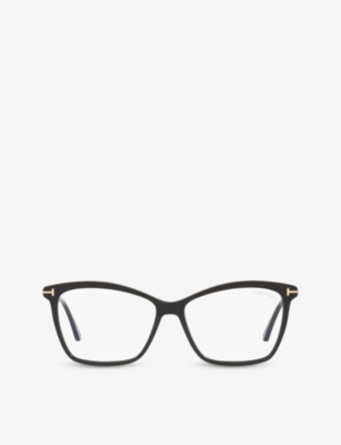 Tom Ford Ft5687 Rectangular-frame Acetate Optical Glasses In Black