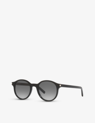 Shop Saint Laurent Womens Black Sl 521 Round-frame Acetate Sunglasses