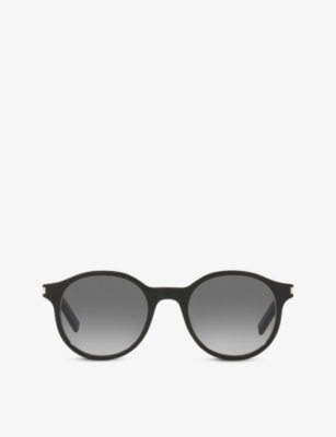 Shop Saint Laurent Women's Black Sl 521 Round-frame Acetate Sunglasses