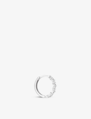 Shop Astrid & Miyu Women's Silver Cluster Crystal Recycled Sterling Silver And Cubic Zirconia Hoop Earrin