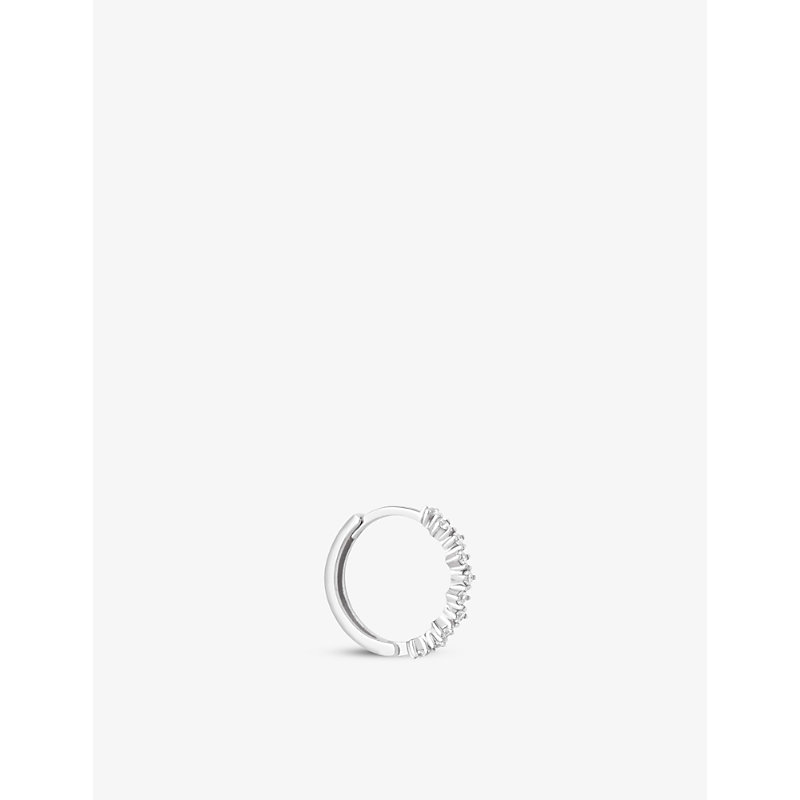 Shop Astrid & Miyu Womens Silver Cluster Crystal Recycled Sterling Silver And Cubic Zirconia Hoop Earring